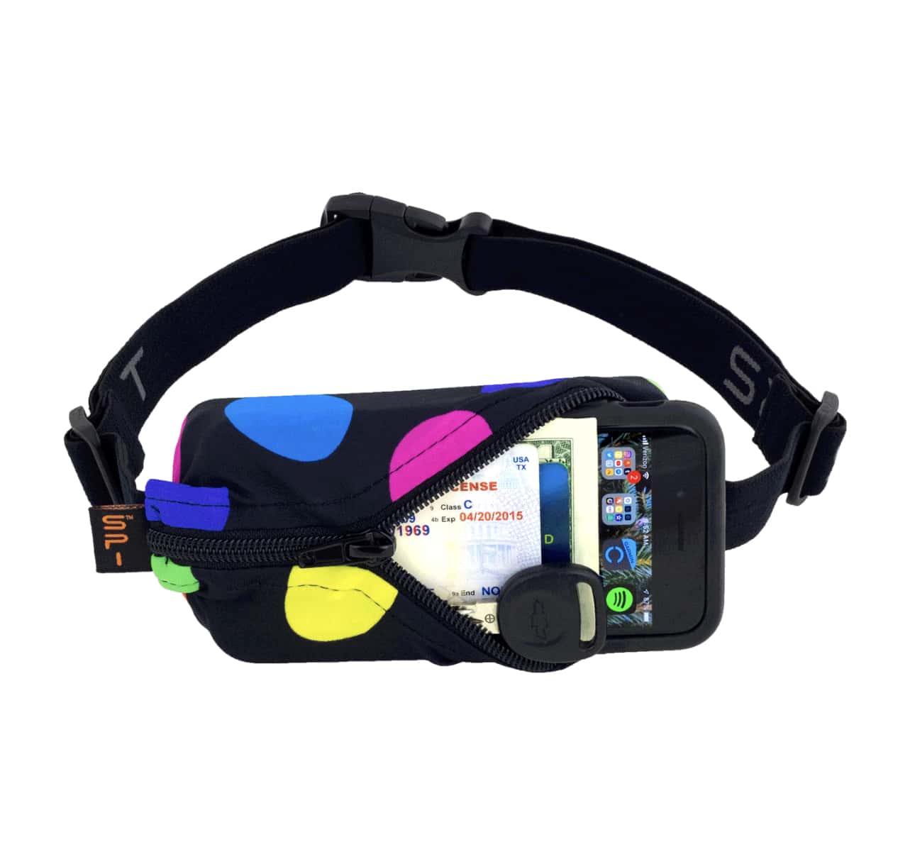 SPIbelt Polka Dot with Black Zip (large pocket version)